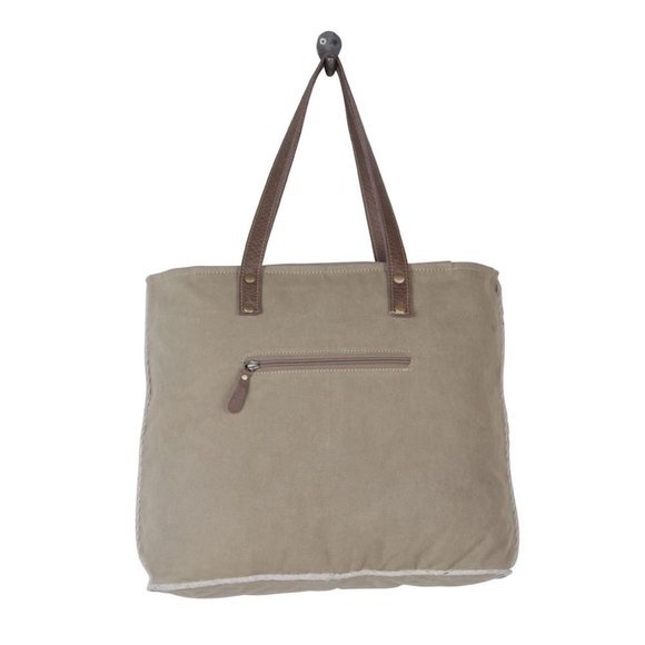 COPY - Myra Bag Handmade Edgy Tote Bag Upcycled Canvas & Cowhide Leather - Picture 6 of 9